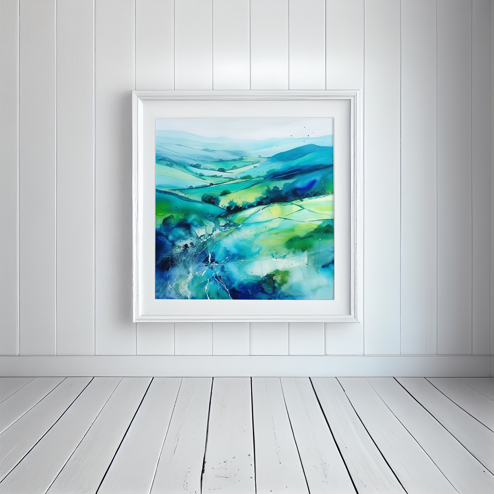 Watercolour landscape painting of the Southdowns