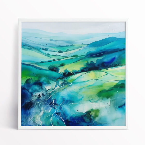 Watercolour landscape painting of the Southdowns