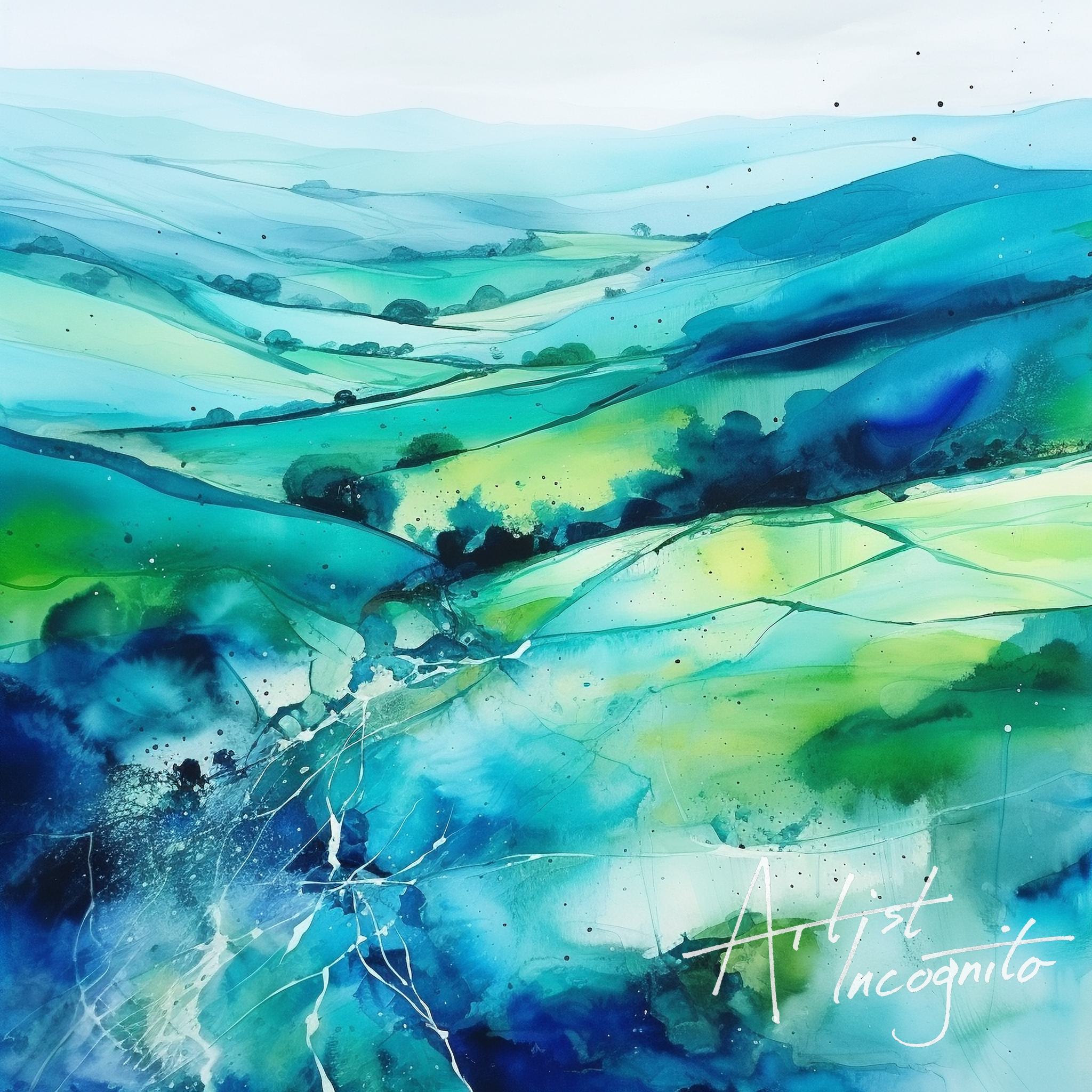 Watercolour landscape painting of the Southdowns