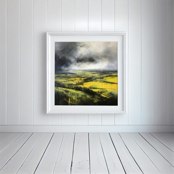 Fields of Wheat in the Southdowns watercolour painting framed