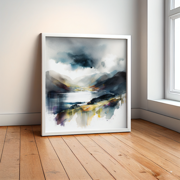 Watercolour painting of the lake district