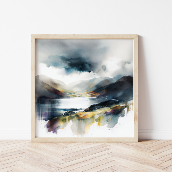 Watercolour painting of the lake district