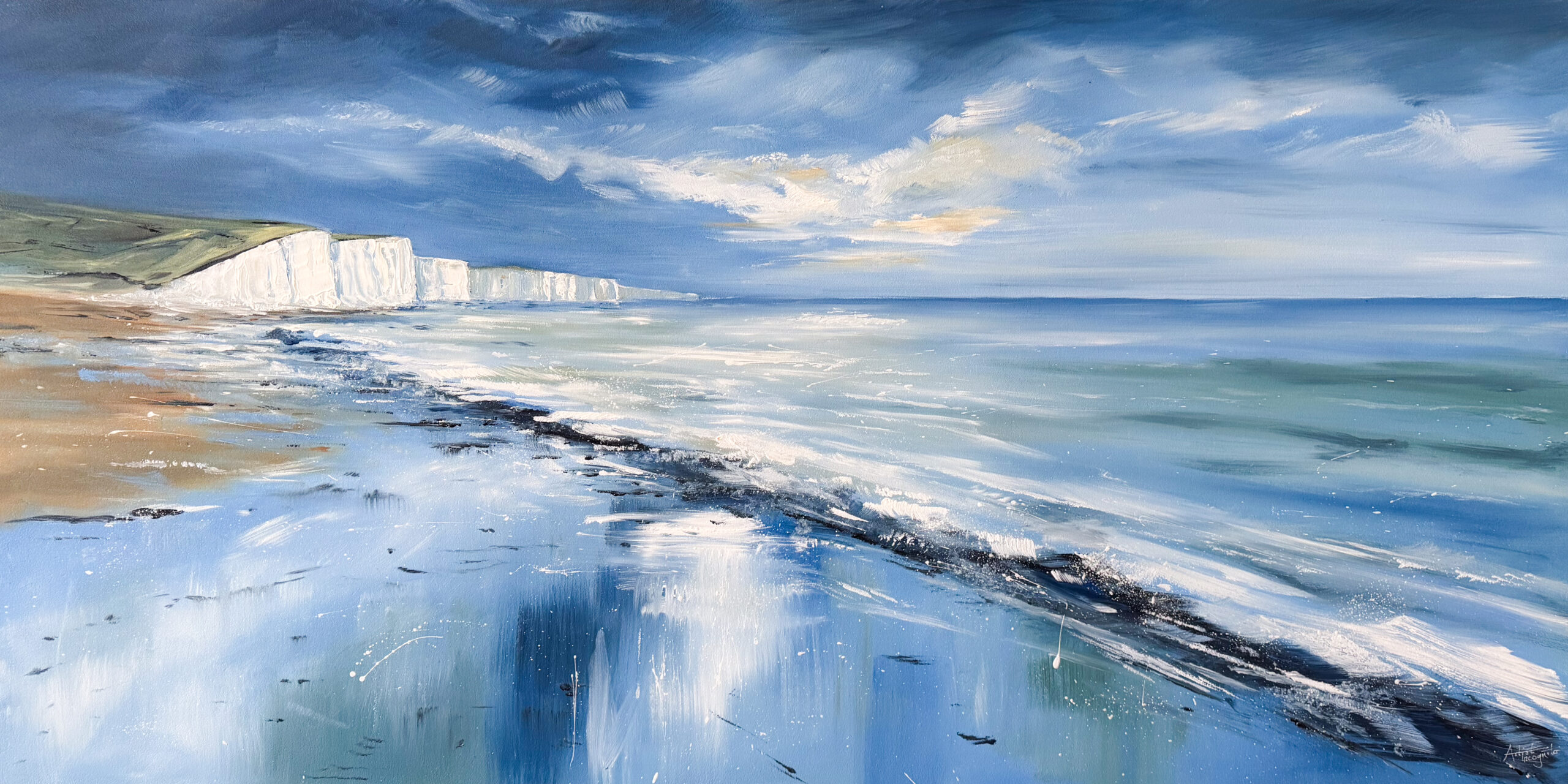 Cuckmere Haven Beach - Original Oil Painting on Board