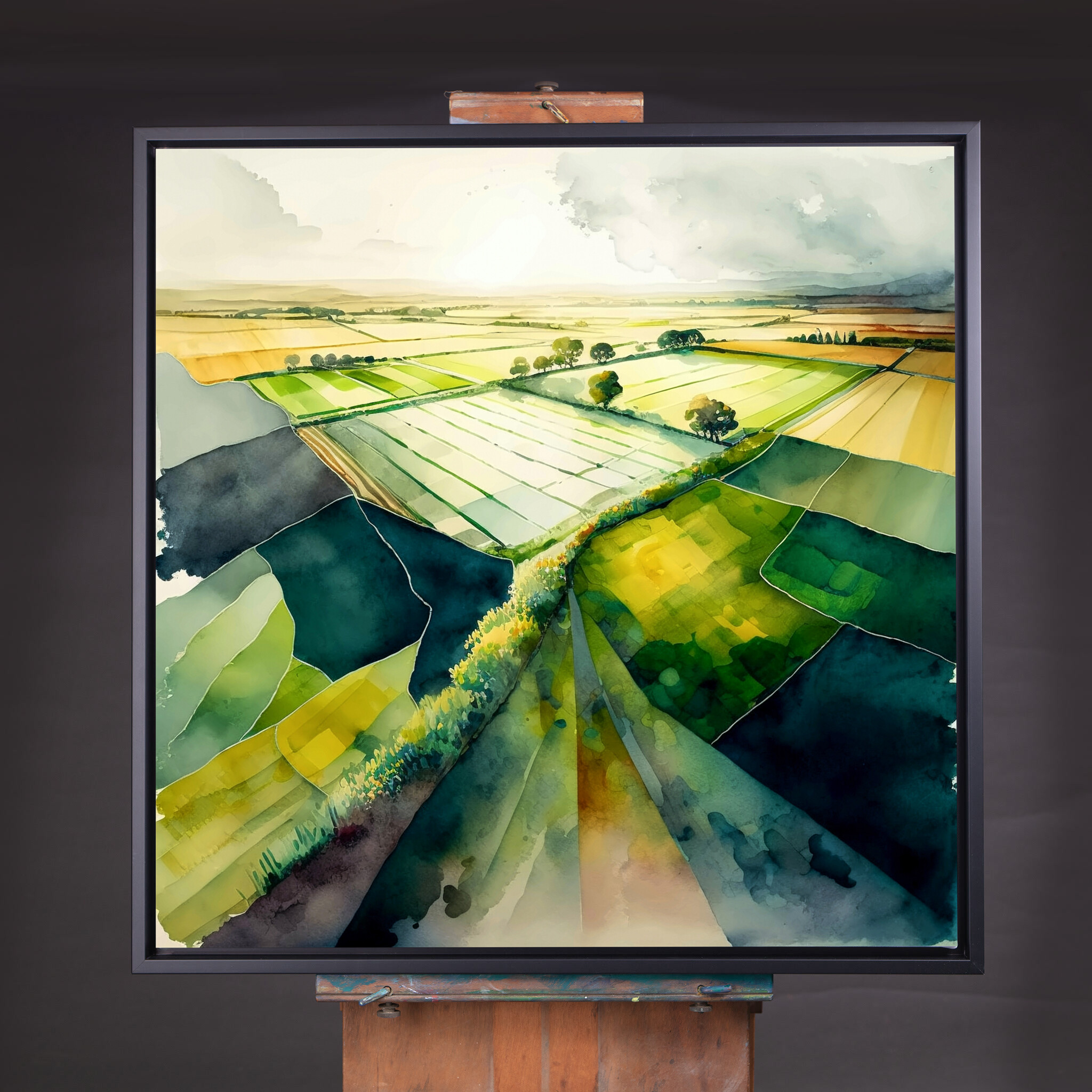 Sussex Countryside Watercolour Green Landscape Living Room Wall Art | Home Decor Gift - CBF