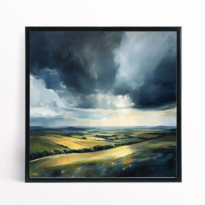 Southdowns Impressionist Landscape Green Fields Wall Art | Living Room Decor - BFP