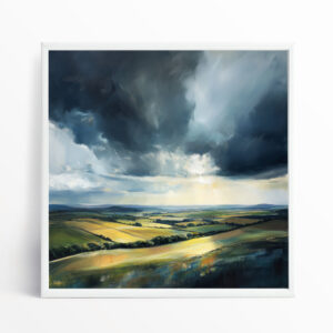 Southdowns Impressionist Landscape Green Fields Wall Art | Living Room Decor