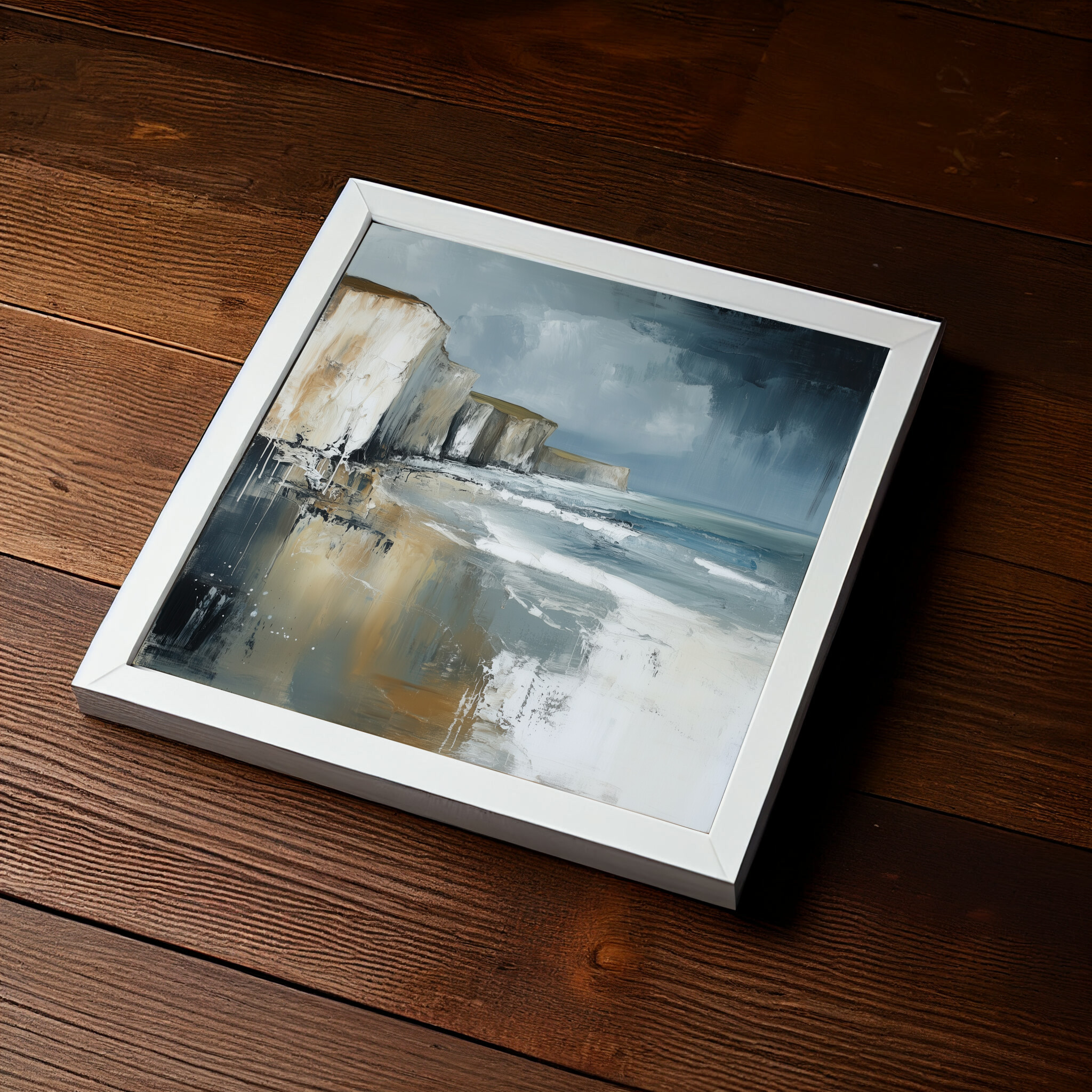 Birling Gap Impressionist Blue Earth Tones Living Room Wall Art | Coastal Home Decor -