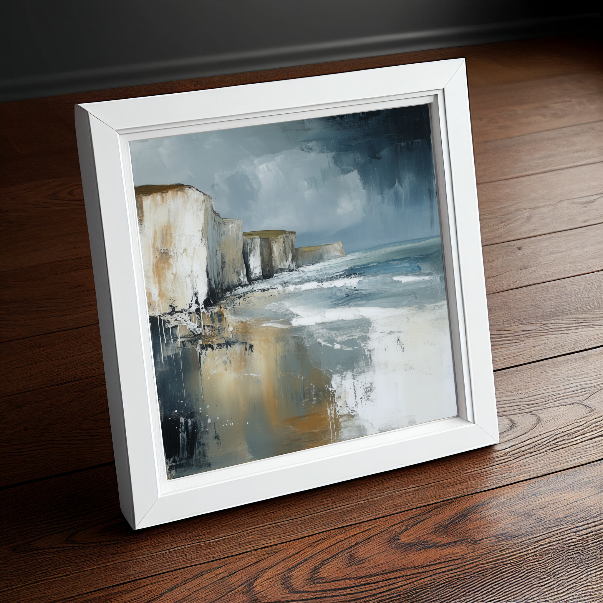 Birling Gap Impressionist Blue Earth Tones Living Room Wall Art | Coastal Home Decor -
