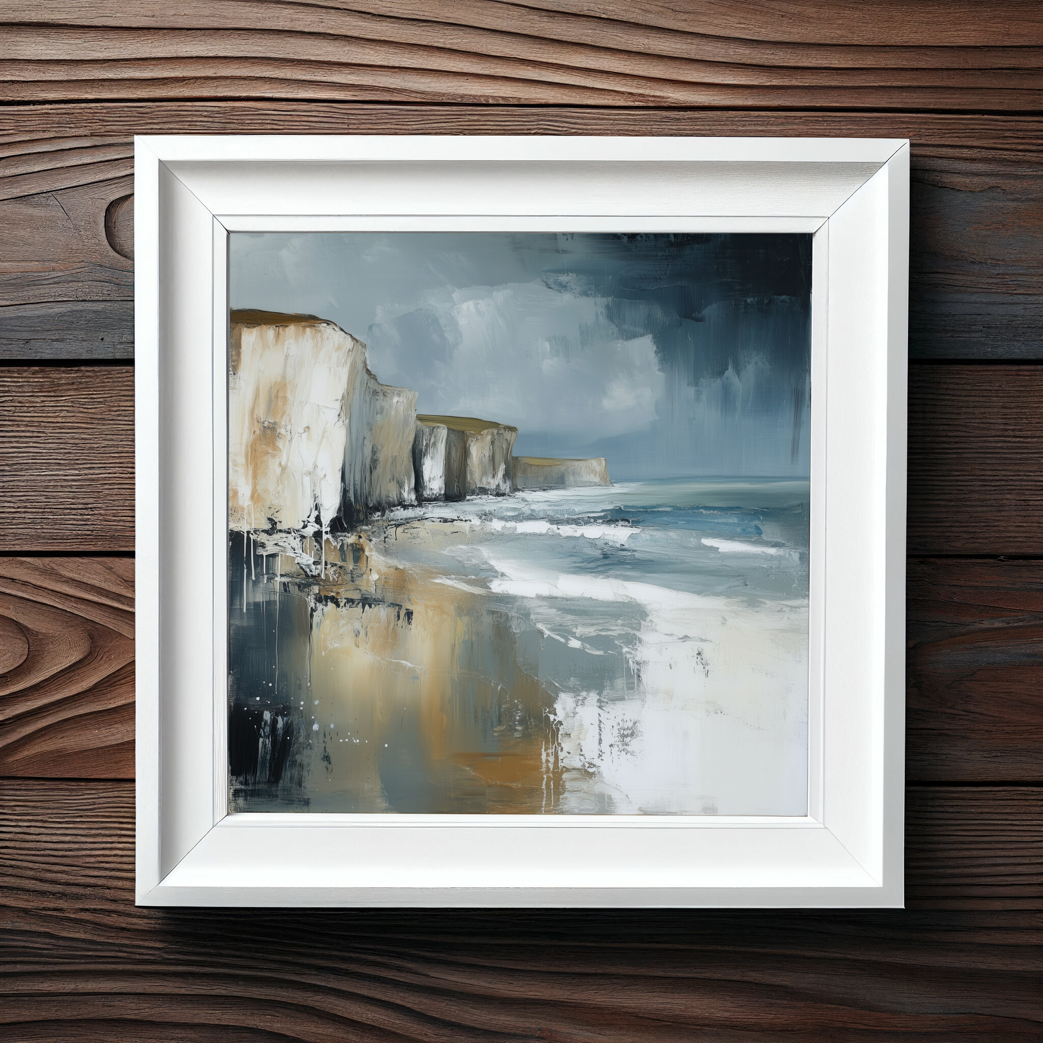 Birling Gap Impressionist Blue Earth Tones Living Room Wall Art | Coastal Home Decor -
