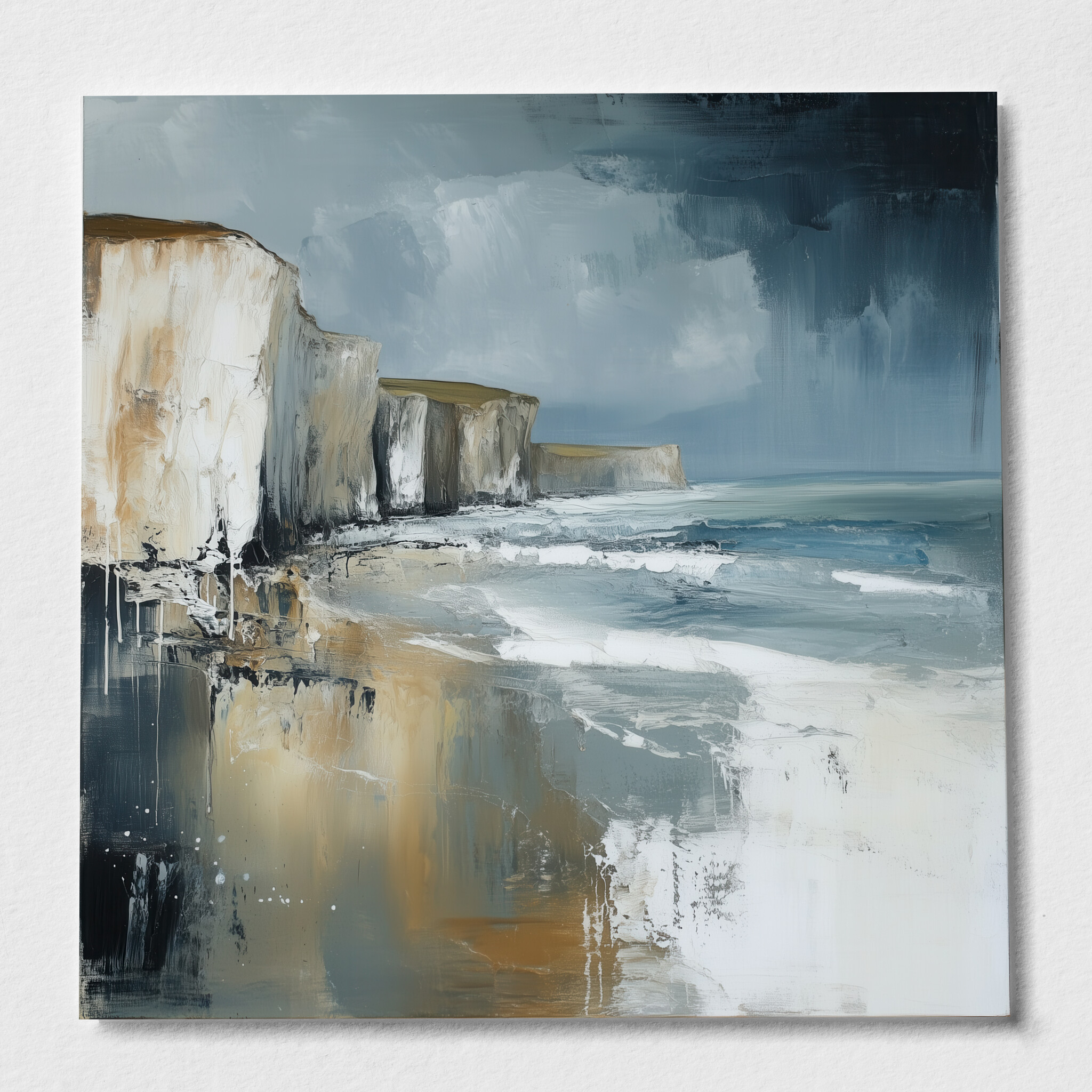 Birling Gap Impressionist Blue Earth Tones Living Room Wall Art | Coastal Home Decor - P