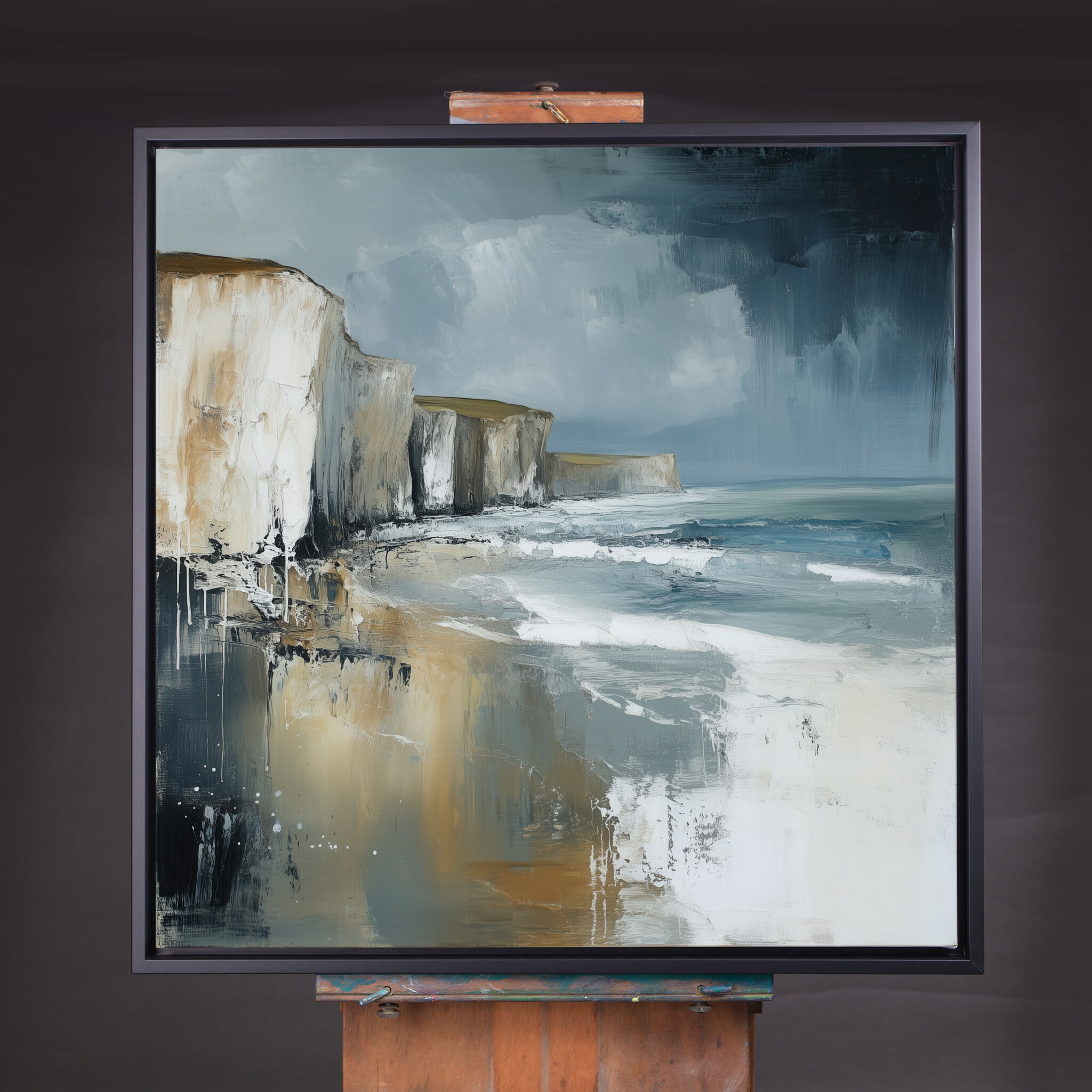 Birling Gap Impressionist Blue Earth Tones Living Room Wall Art | Coastal Home Decor - CBF