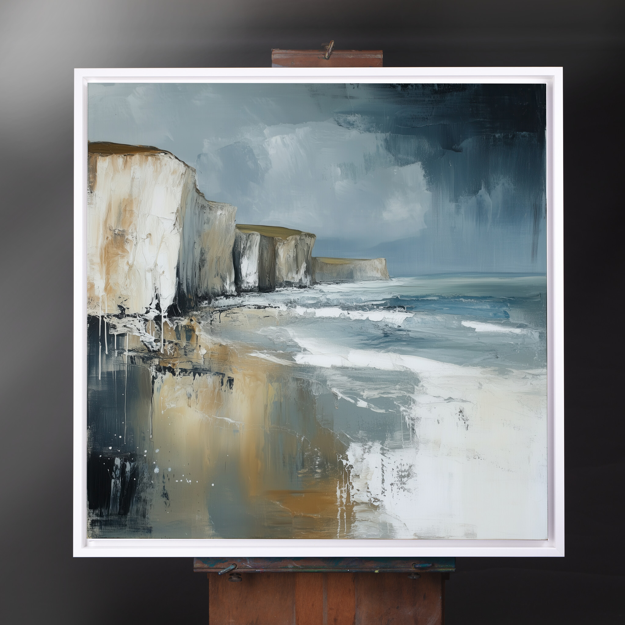 Birling Gap Impressionist Blue Earth Tones Living Room Wall Art | Coastal Home Decor - CWF
