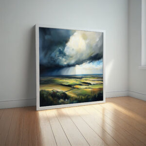 Southdowns Impressionist Landscape Blue Tones Wall Art | Perfect Living Room Decor - impressionist, landscape, blue tones, living room art, office decor