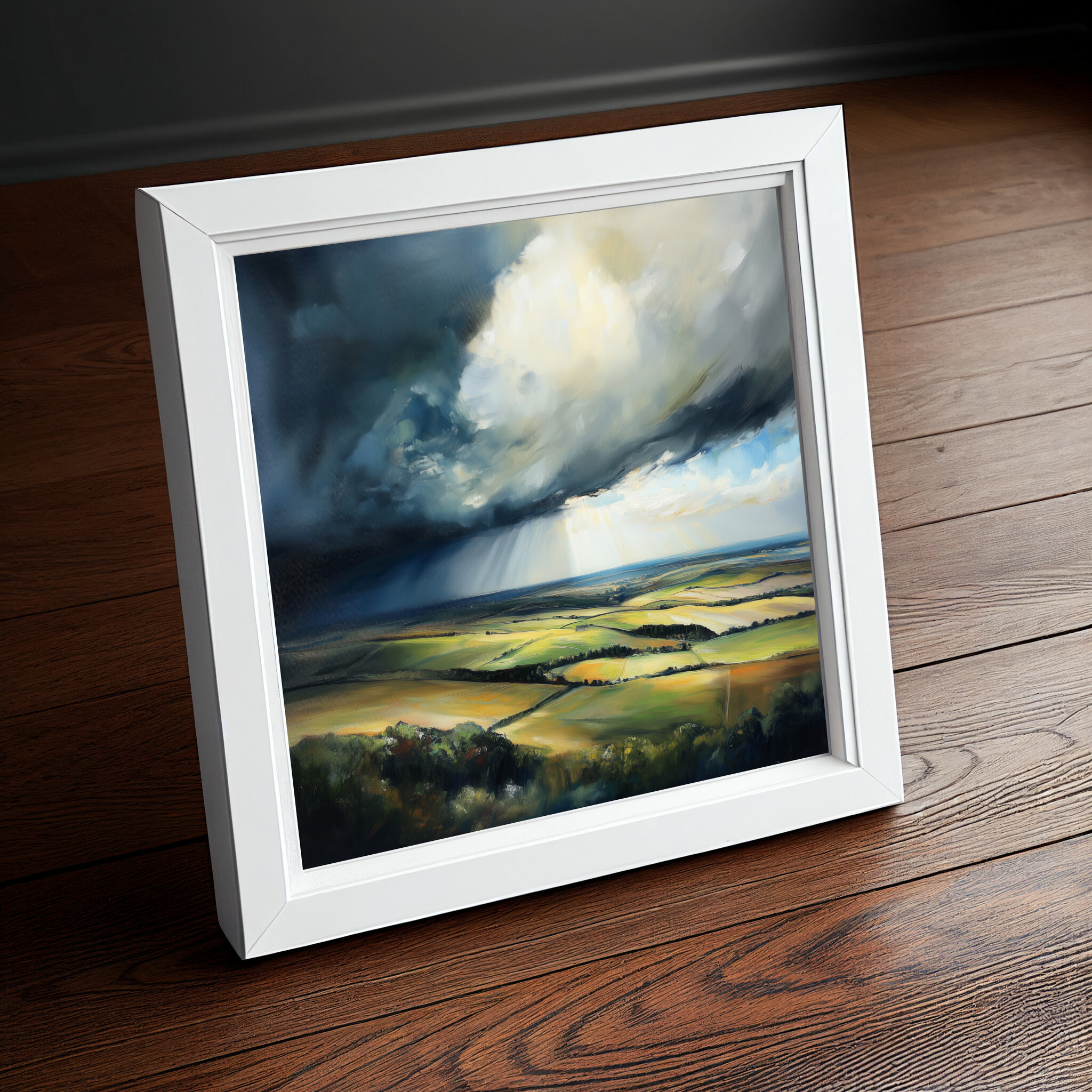 Southdowns Impressionist Landscape Blue Tones Wall Art | Perfect Living Room Decor -