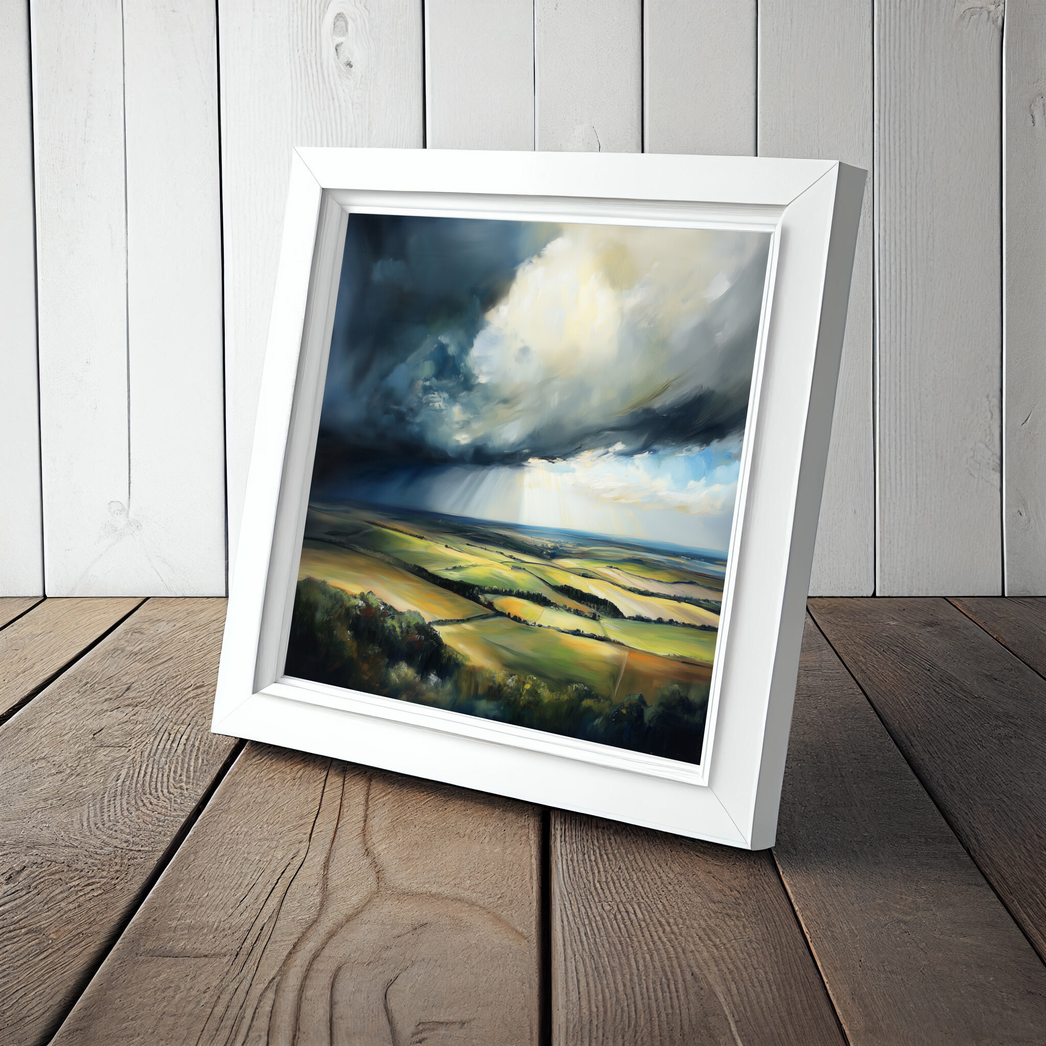 Southdowns Impressionist Landscape Blue Tones Wall Art | Perfect Living Room Decor -