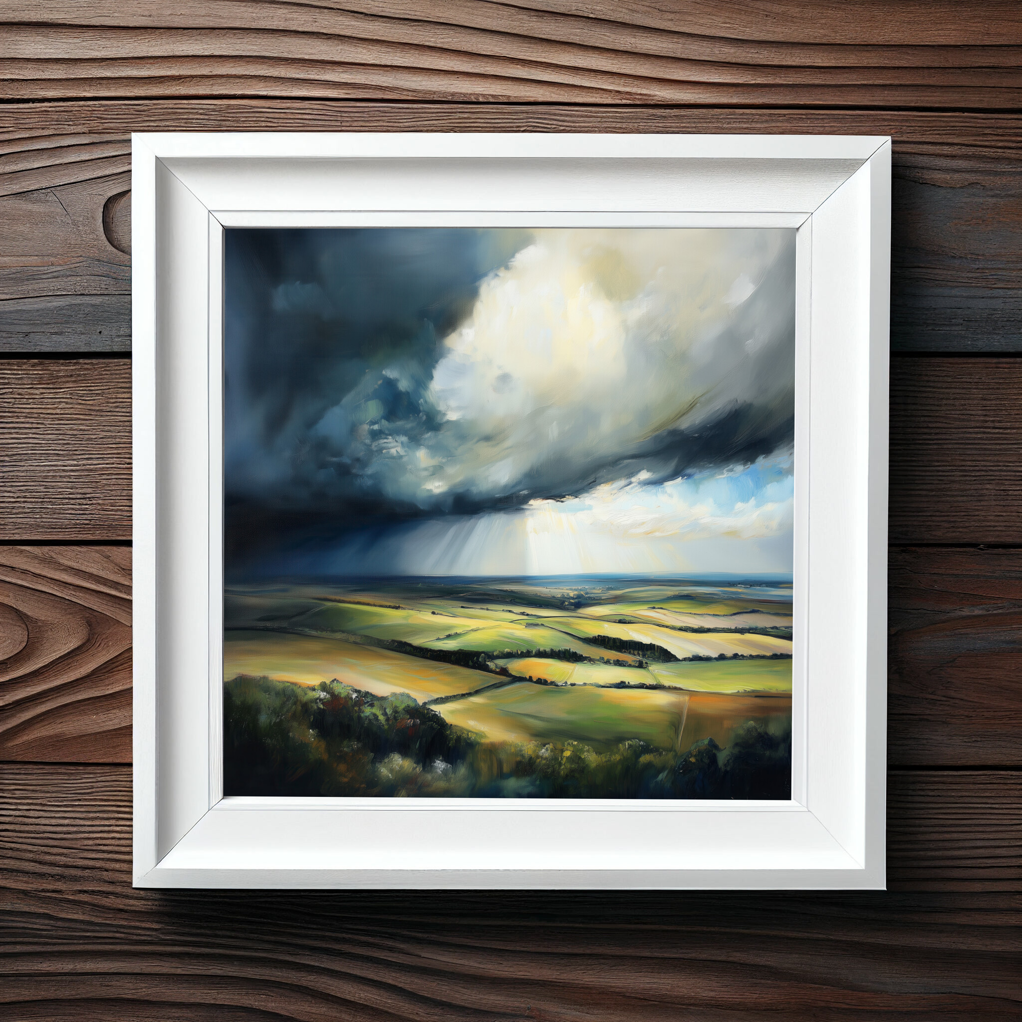 Southdowns Impressionist Landscape Blue Tones Wall Art | Perfect Living Room Decor -