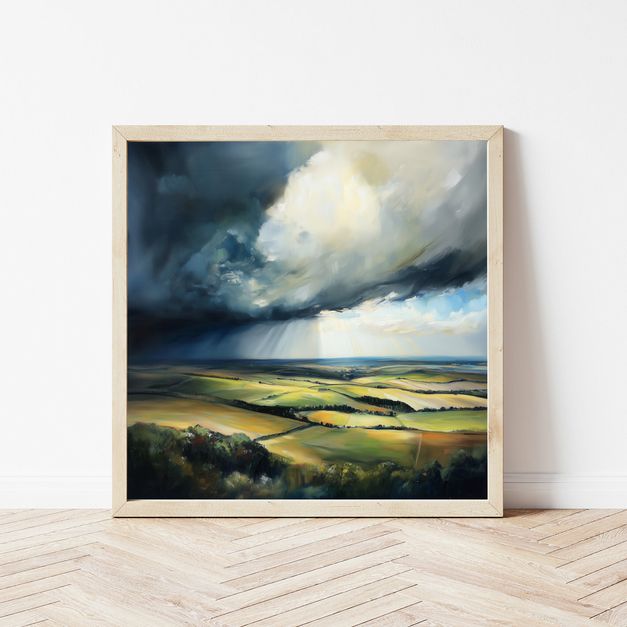 Southdowns Impressionist Landscape Blue Tones Wall Art | Perfect Living Room Decor -