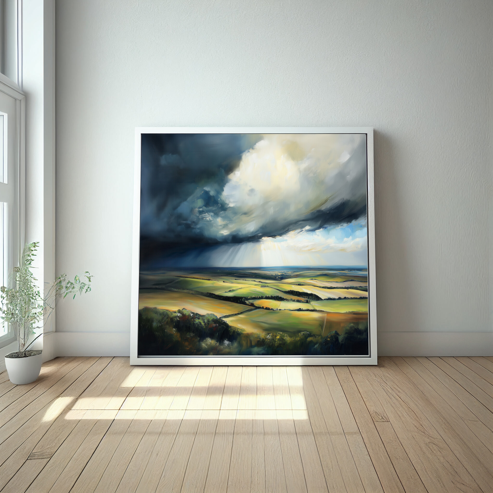 Southdowns Impressionist Landscape Blue Tones Wall Art | Perfect Living Room Decor -