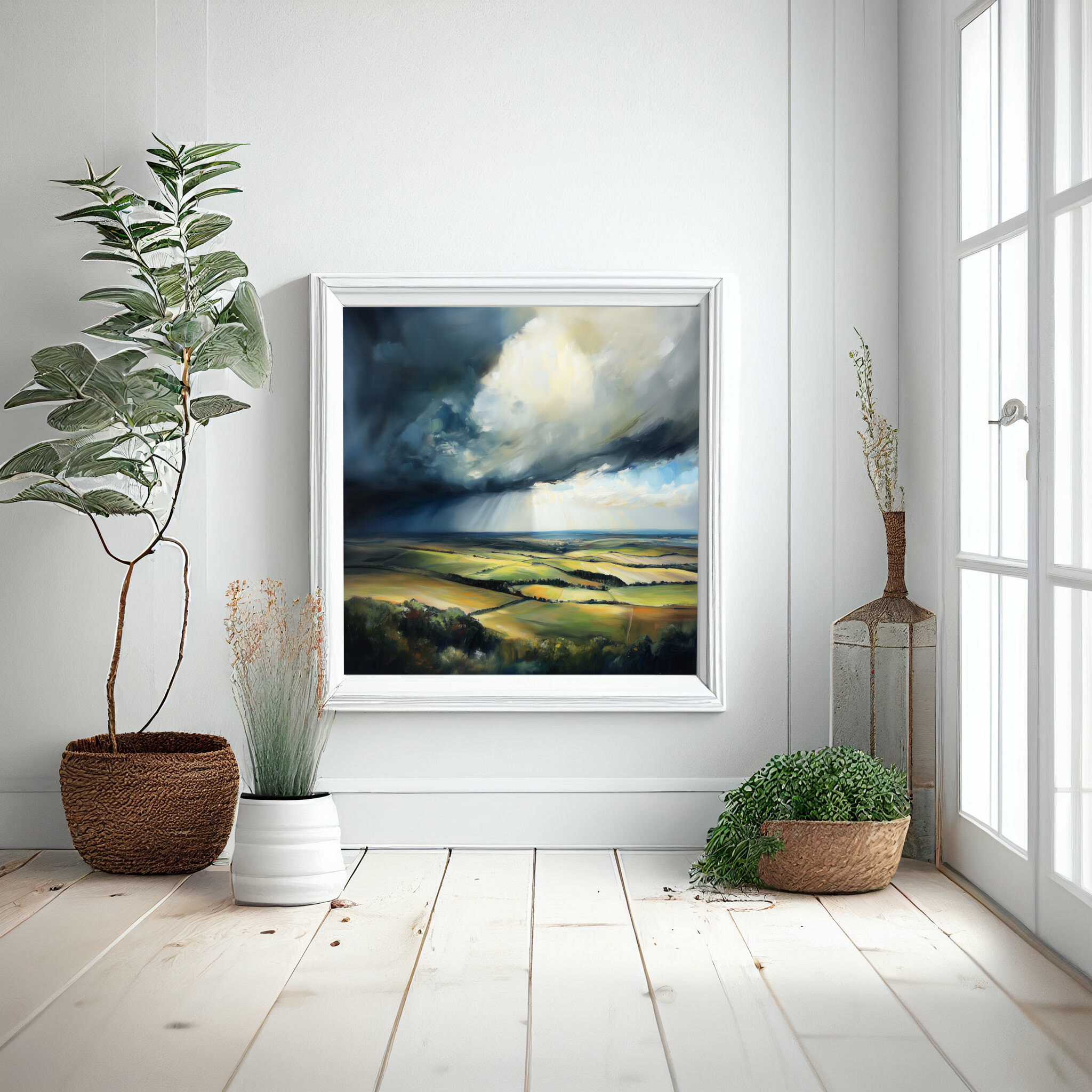 Southdowns Impressionist Landscape Blue Tones Wall Art | Perfect Living Room Decor -