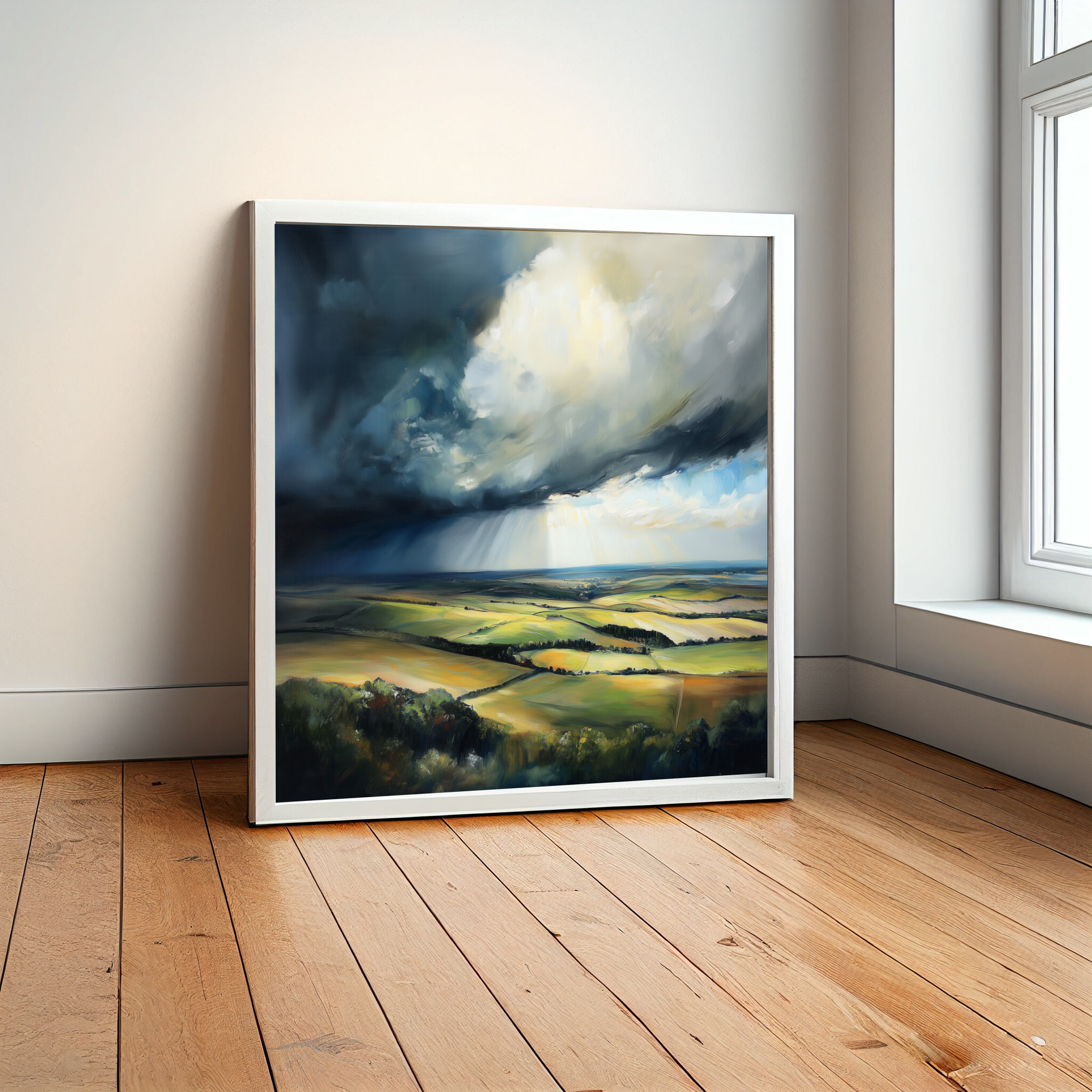 Southdowns Impressionist Landscape Blue Tones Wall Art | Perfect Living Room Decor -