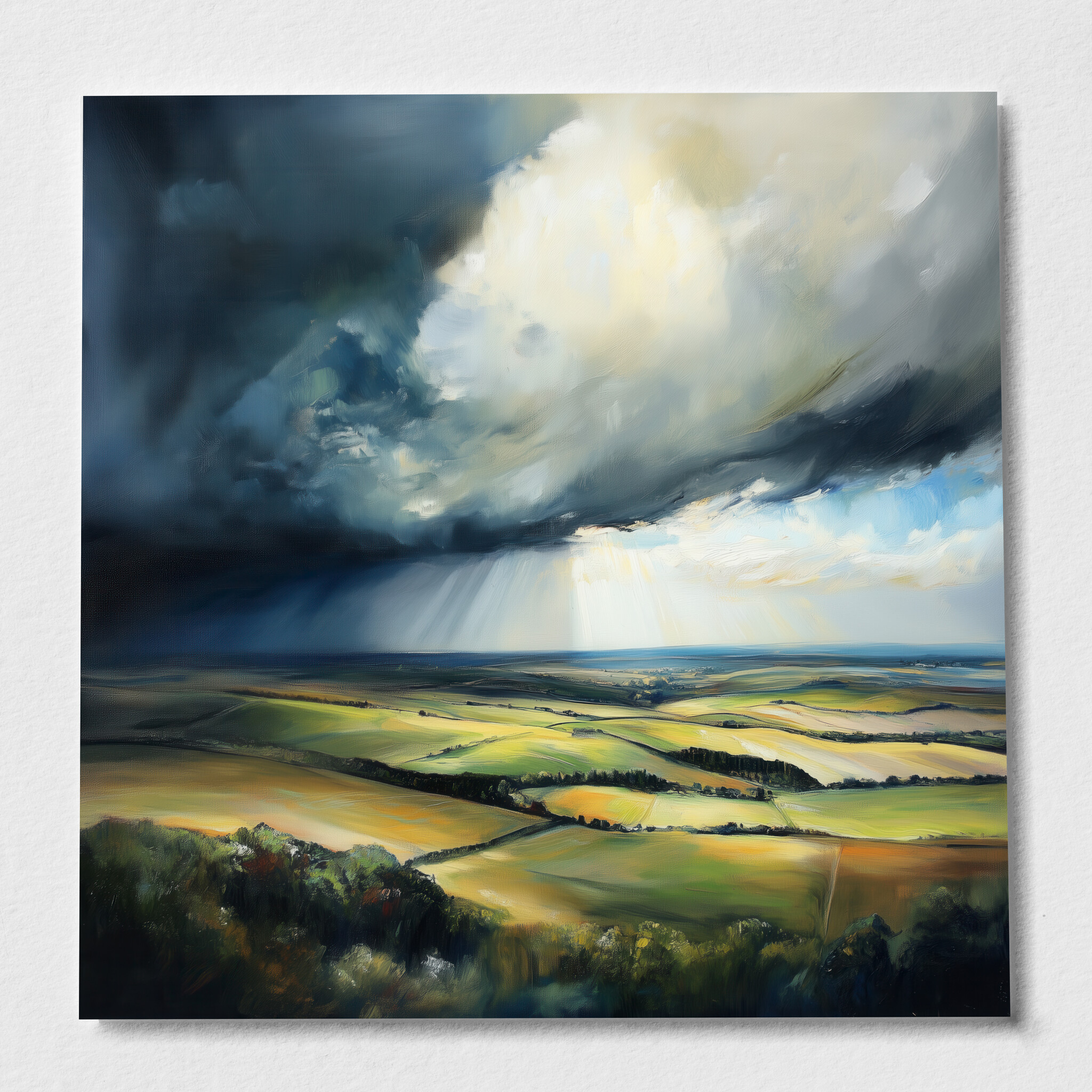 Southdowns Impressionist Landscape Blue Tones Wall Art | Perfect Living Room Decor - P