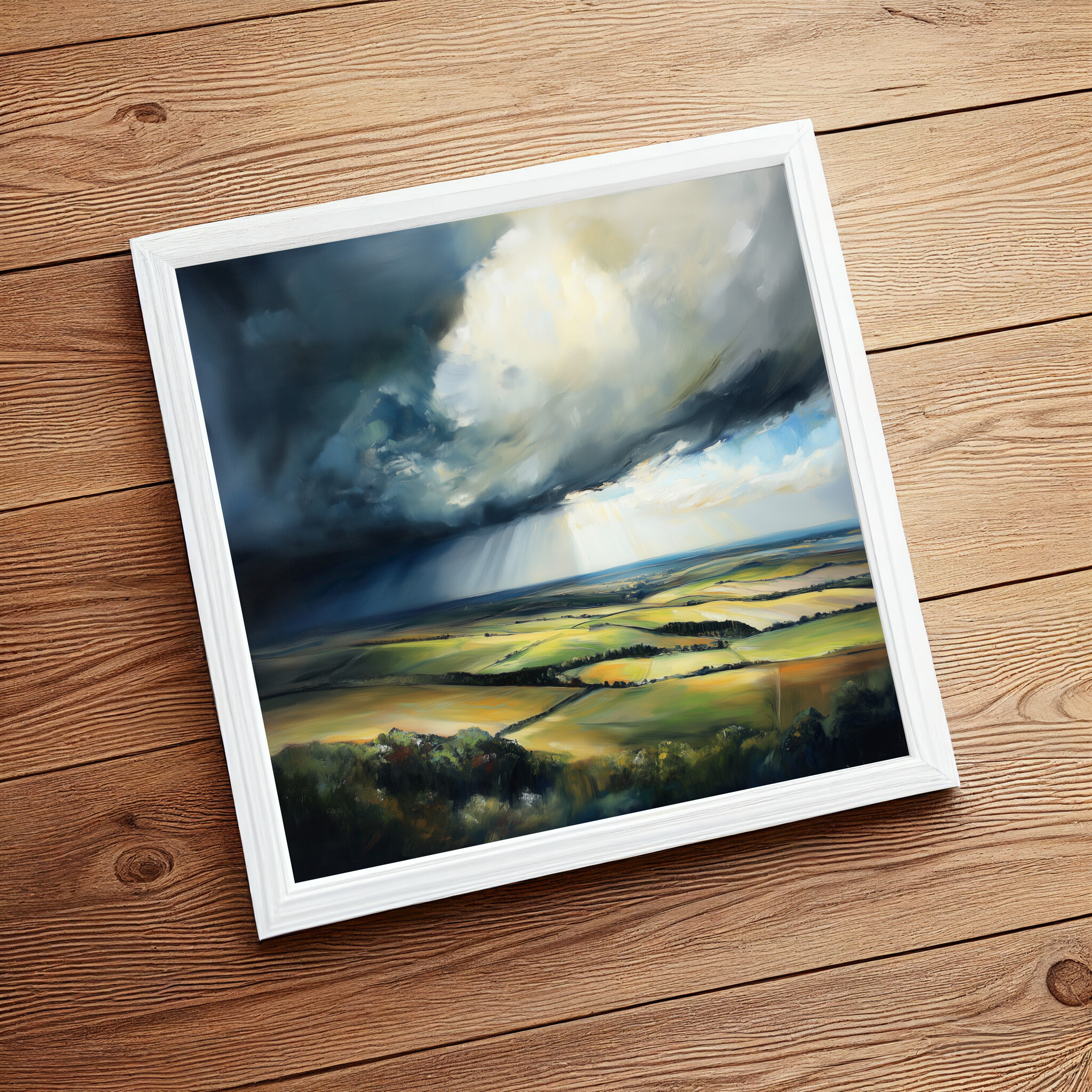 Southdowns Impressionist Landscape Blue Tones Wall Art | Perfect Living Room Decor -