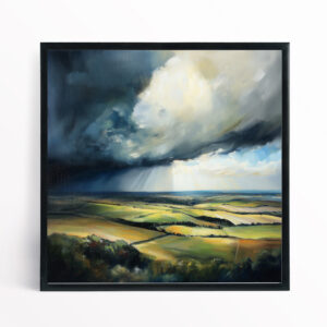 Southdowns Impressionist Landscape Blue Tones Wall Art | Perfect Living Room Decor - BFP