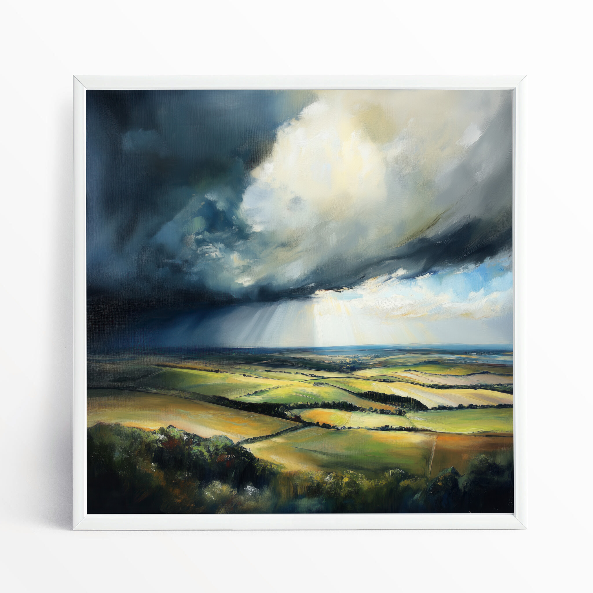 Southdowns Impressionist Landscape Blue Tones Wall Art | Perfect Living Room Decor