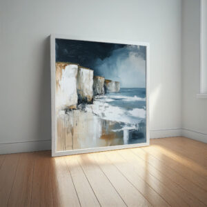 Birling Gap Impressionist Blue Landscape Living Room Art | Coastal Home Decor - impressionist, landscape, blue art, living room art, bedroom decor