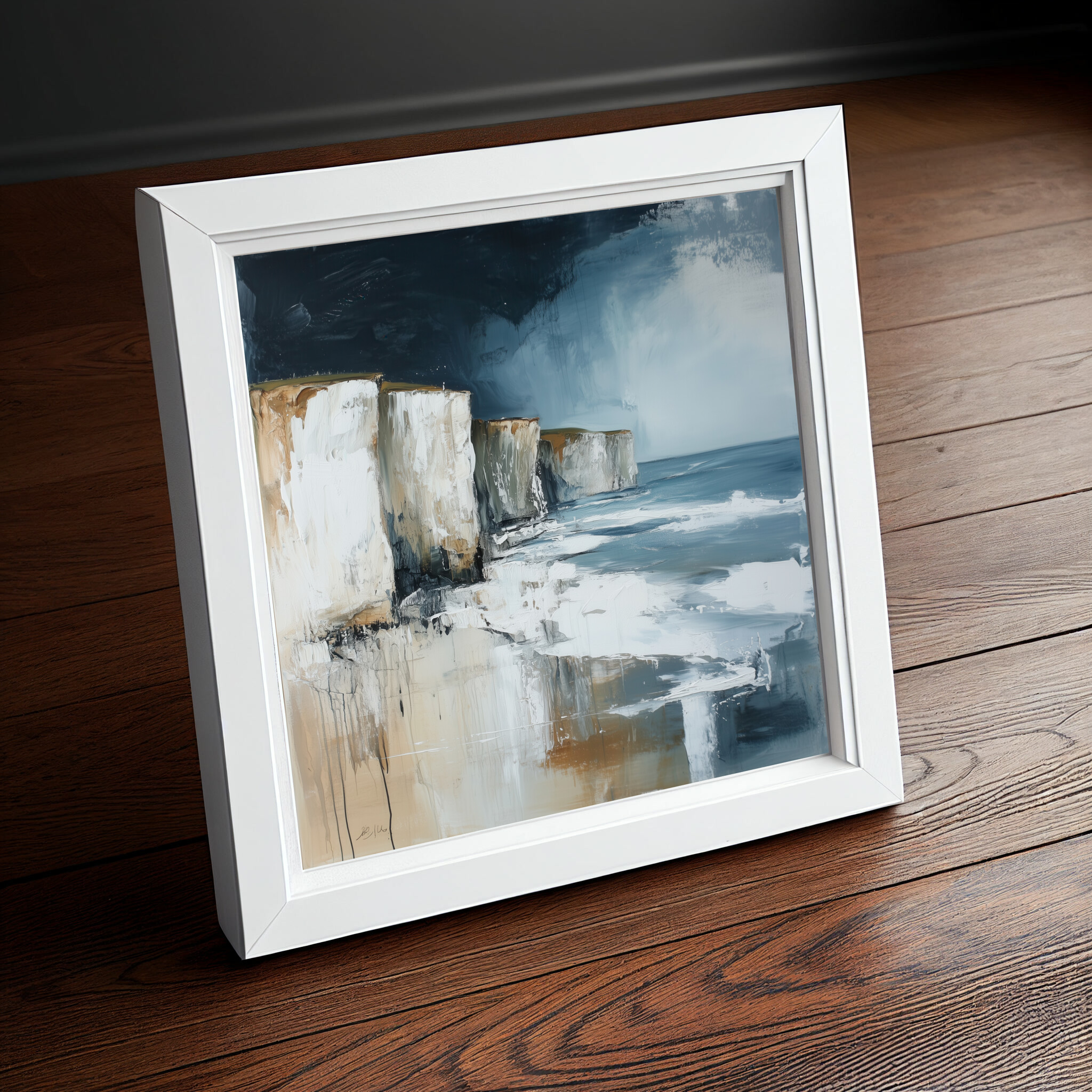 Birling Gap Impressionist Blue Landscape Living Room Art | Coastal Home Decor -