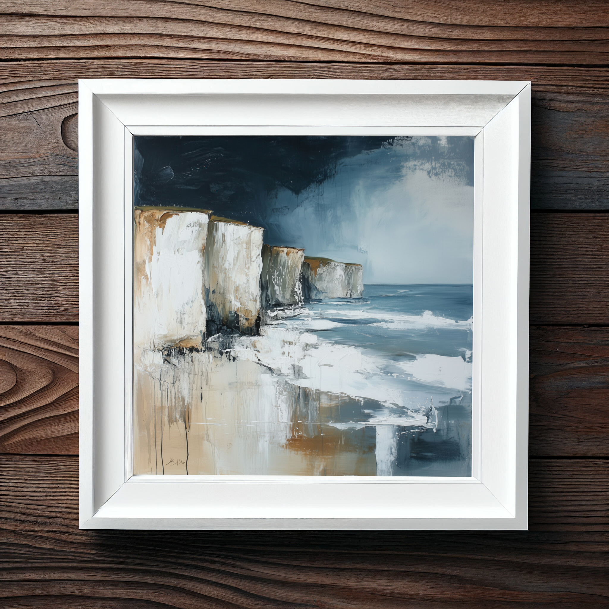 Birling Gap Impressionist Blue Landscape Living Room Art | Coastal Home Decor -