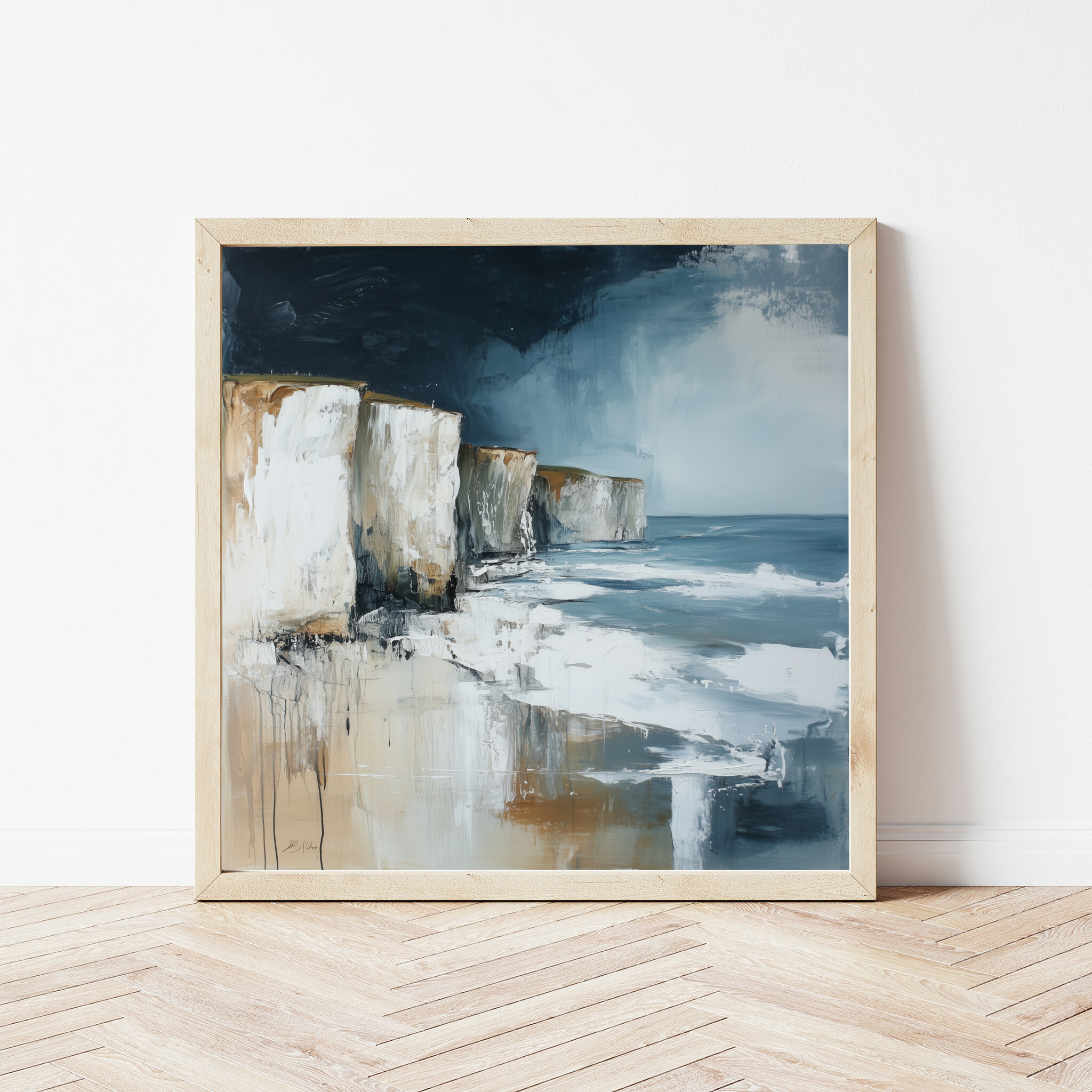 Birling Gap Impressionist Blue Landscape Living Room Art | Coastal Home Decor -