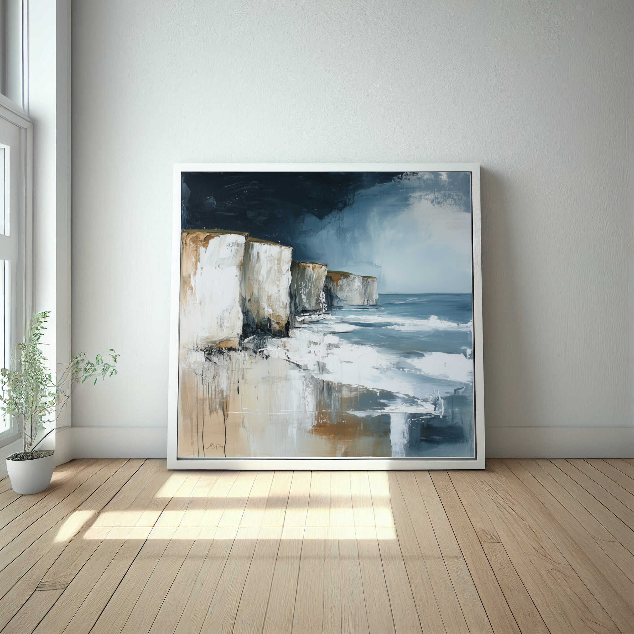 Birling Gap Impressionist Blue Landscape Living Room Art | Coastal Home Decor -