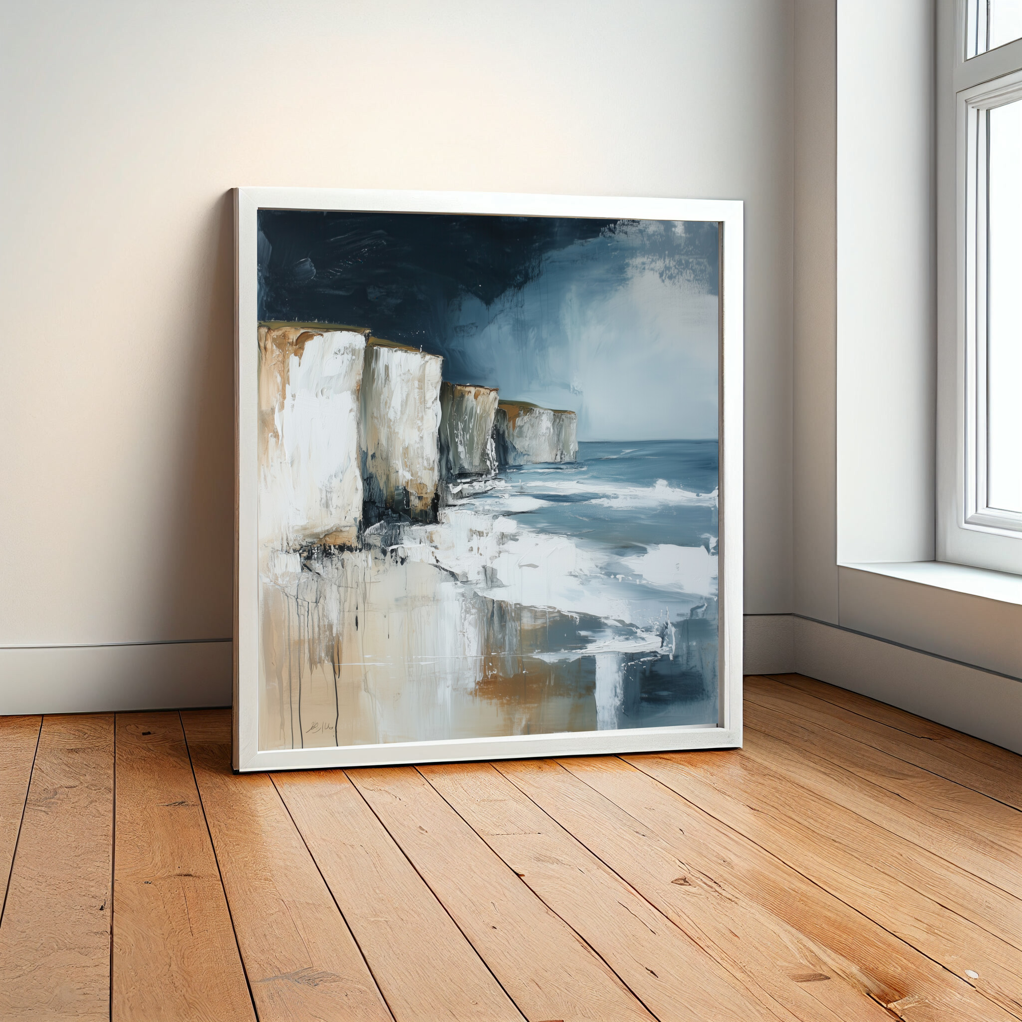 Birling Gap Impressionist Blue Landscape Living Room Art | Coastal Home Decor -