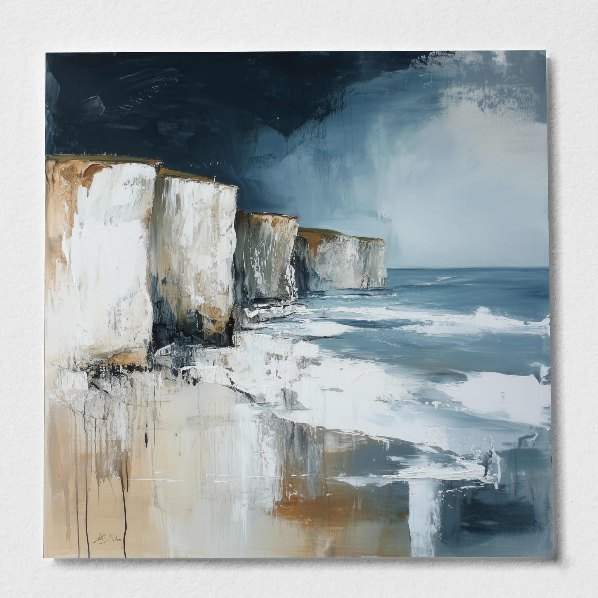Birling Gap Impressionist Blue Landscape Living Room Art | Coastal Home Decor - P