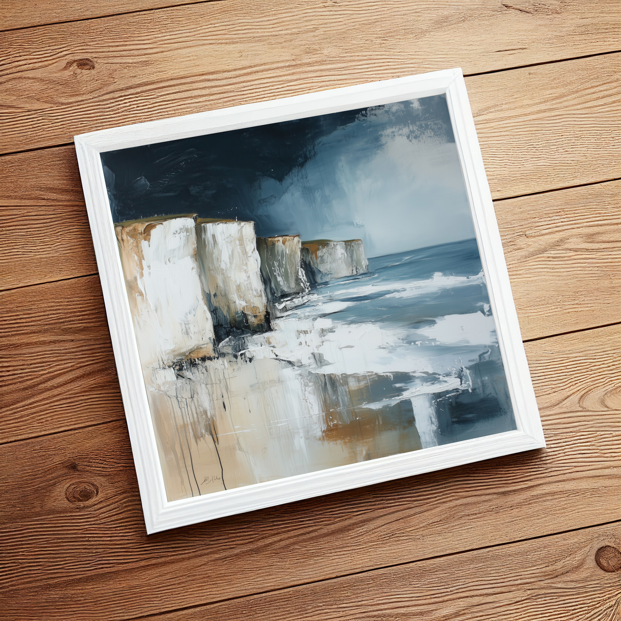 Birling Gap Impressionist Blue Landscape Living Room Art | Coastal Home Decor -