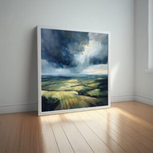 Southdowns Impressionist Green Landscape Living Room Wall Art | Canvas Print Home Decor - impressionist, landscape, green art, living room art, bedroom decor