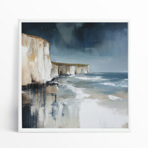Birling Gap Impressionist Blue Ocean View Living Room Wall Art | Coastal Canvas Decor