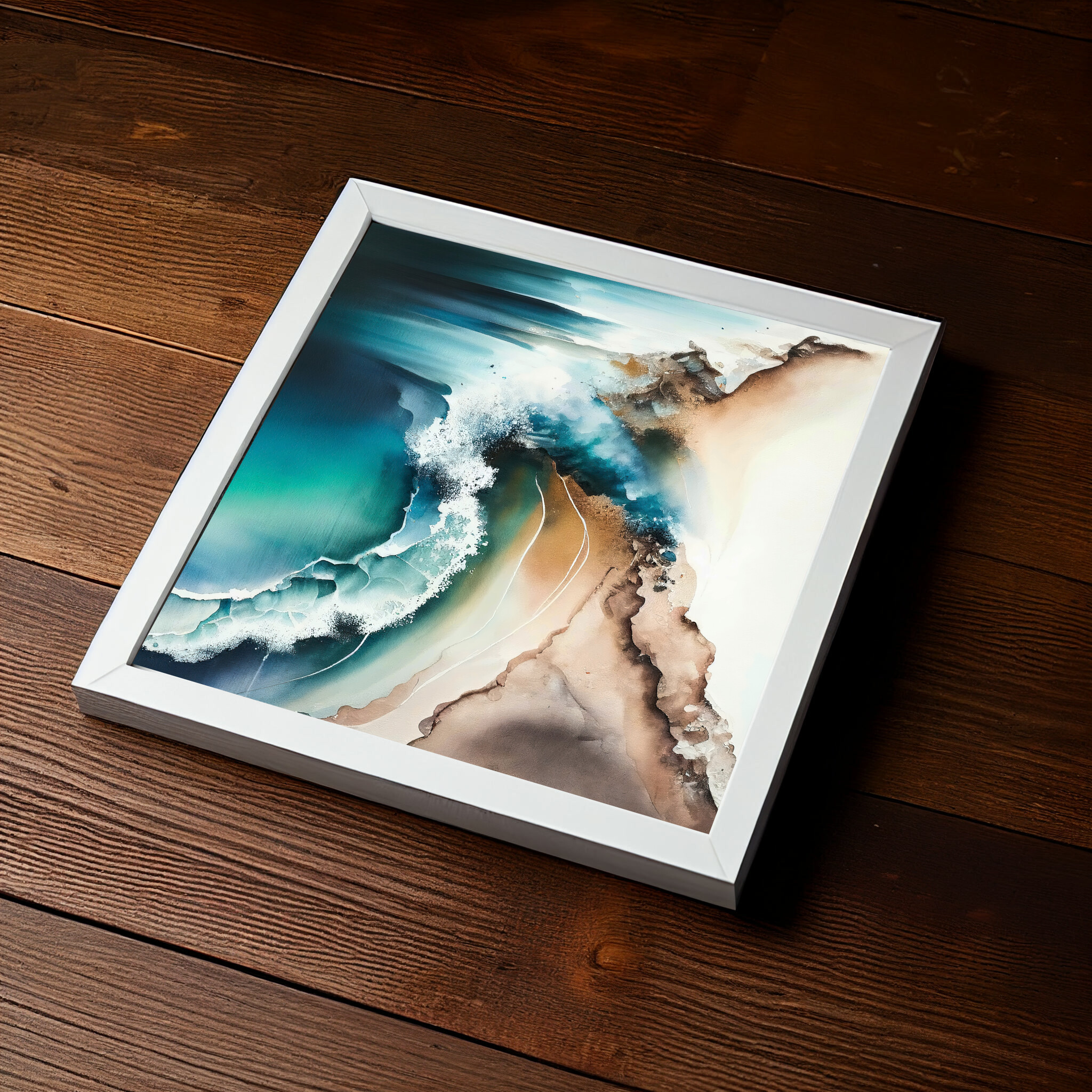 Cornwall Abstract Blue Ocean Living Room Wall Art | Coastal Canvas Print -