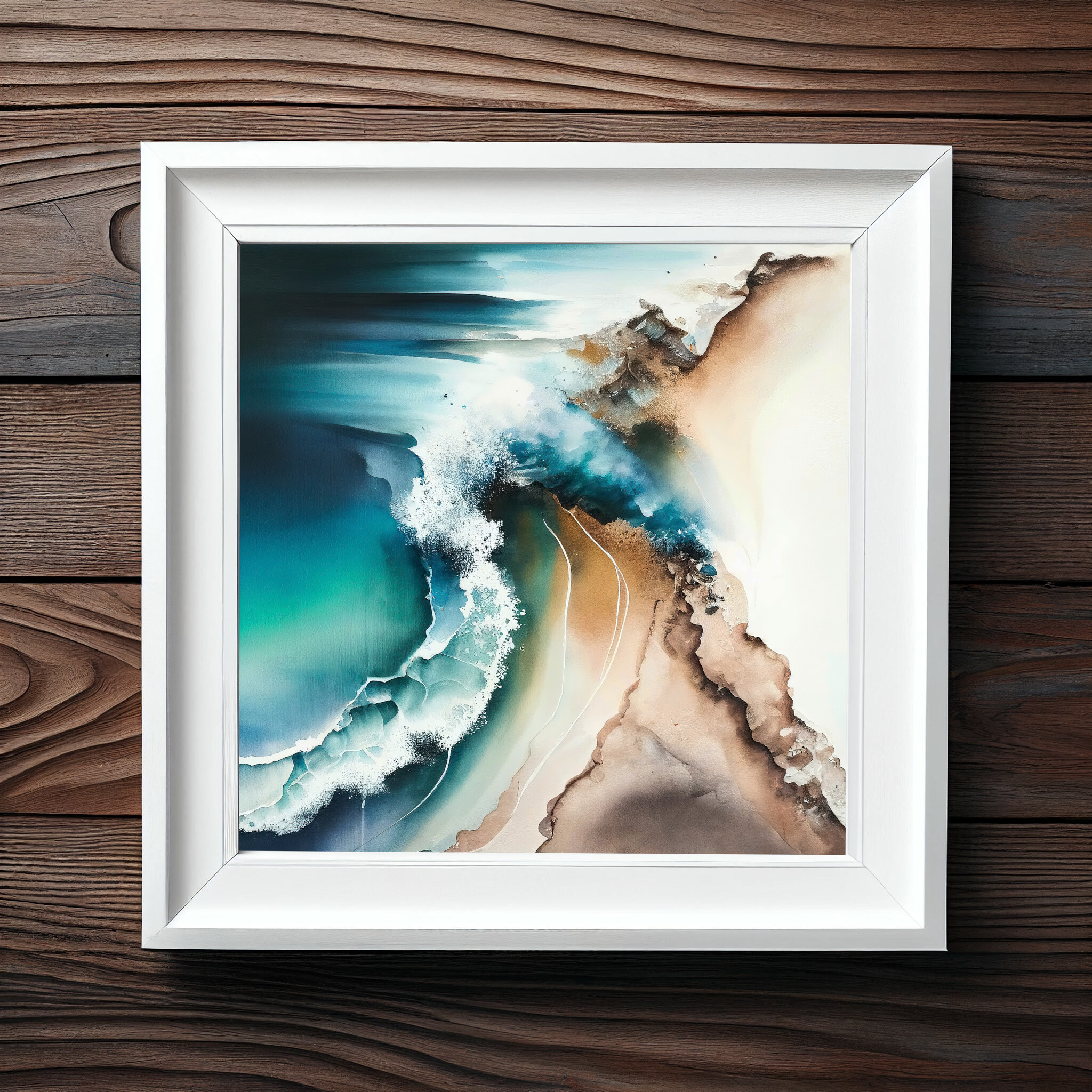 Cornwall Abstract Blue Ocean Living Room Wall Art | Coastal Canvas Print -
