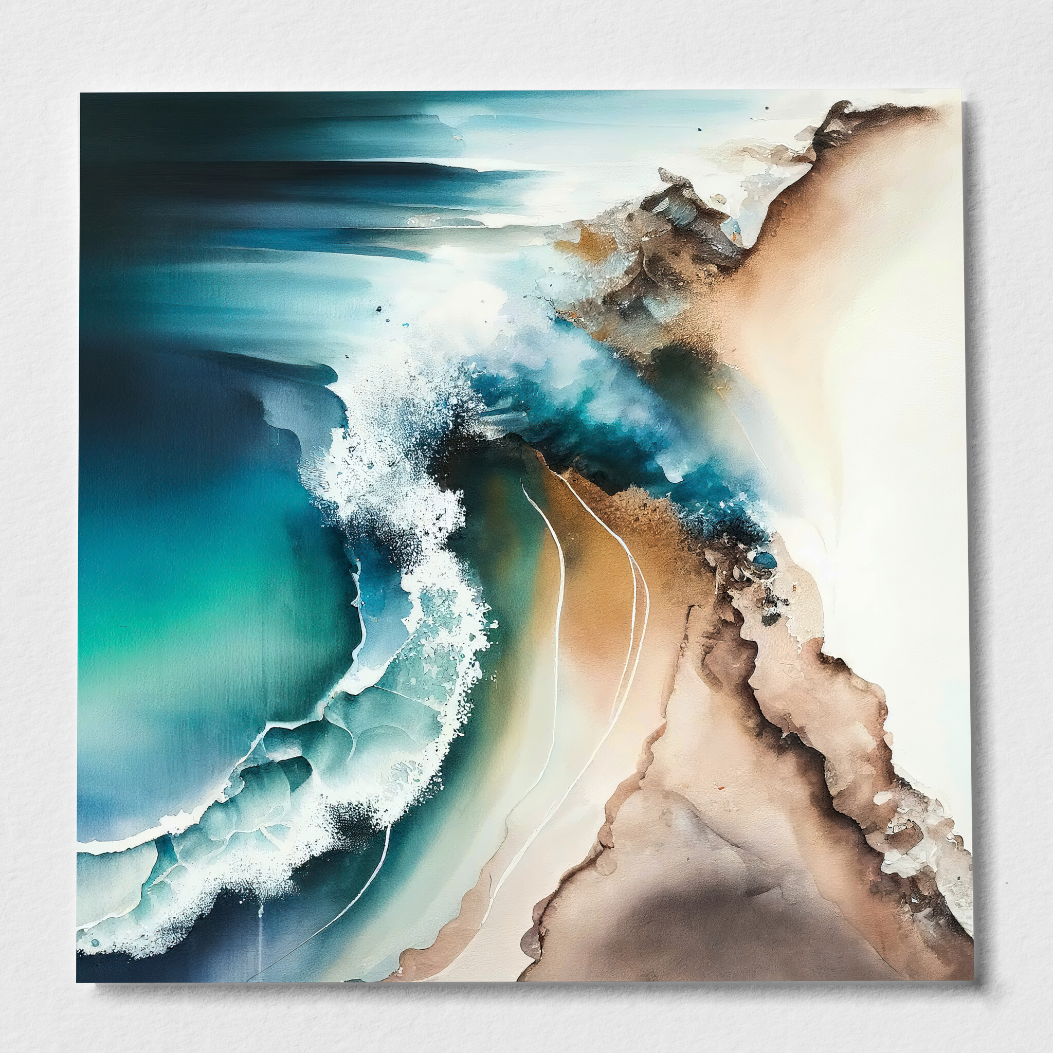 Cornwall Abstract Blue Ocean Living Room Wall Art | Coastal Canvas Print - P