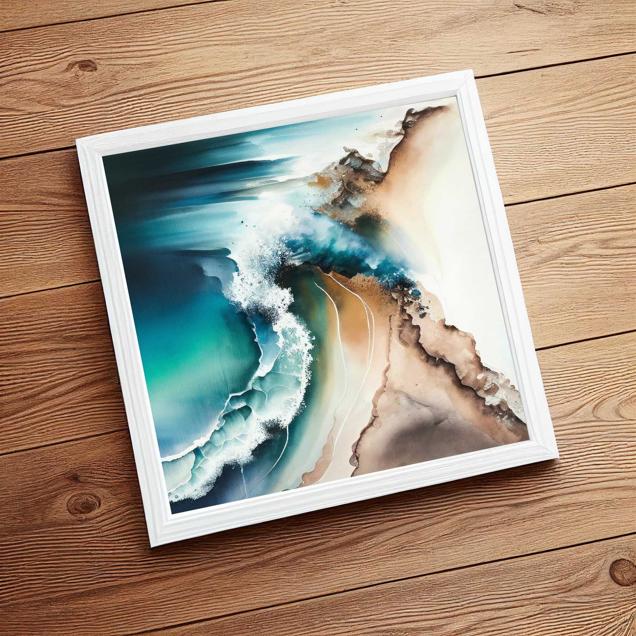Cornwall Abstract Blue Ocean Living Room Wall Art | Coastal Canvas Print -