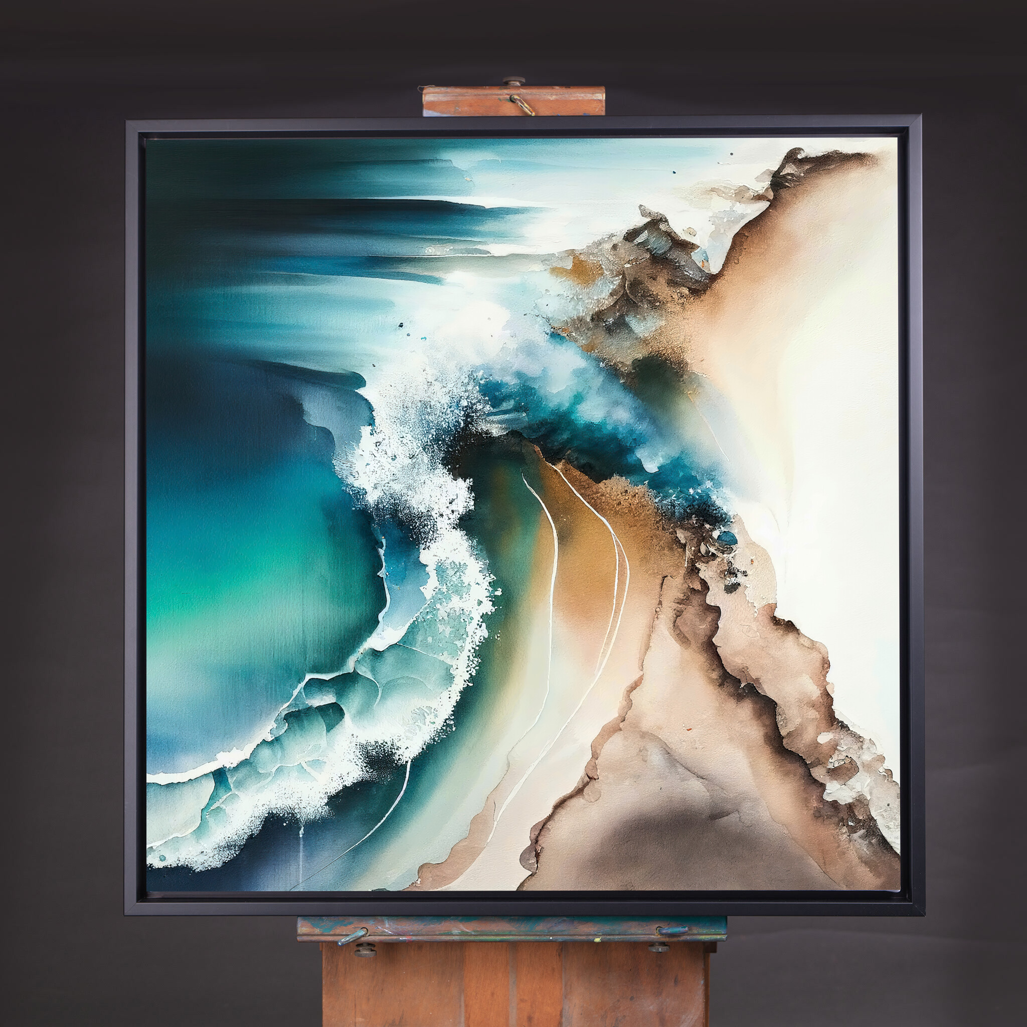 Cornwall Abstract Blue Ocean Living Room Wall Art | Coastal Canvas Print - CBF