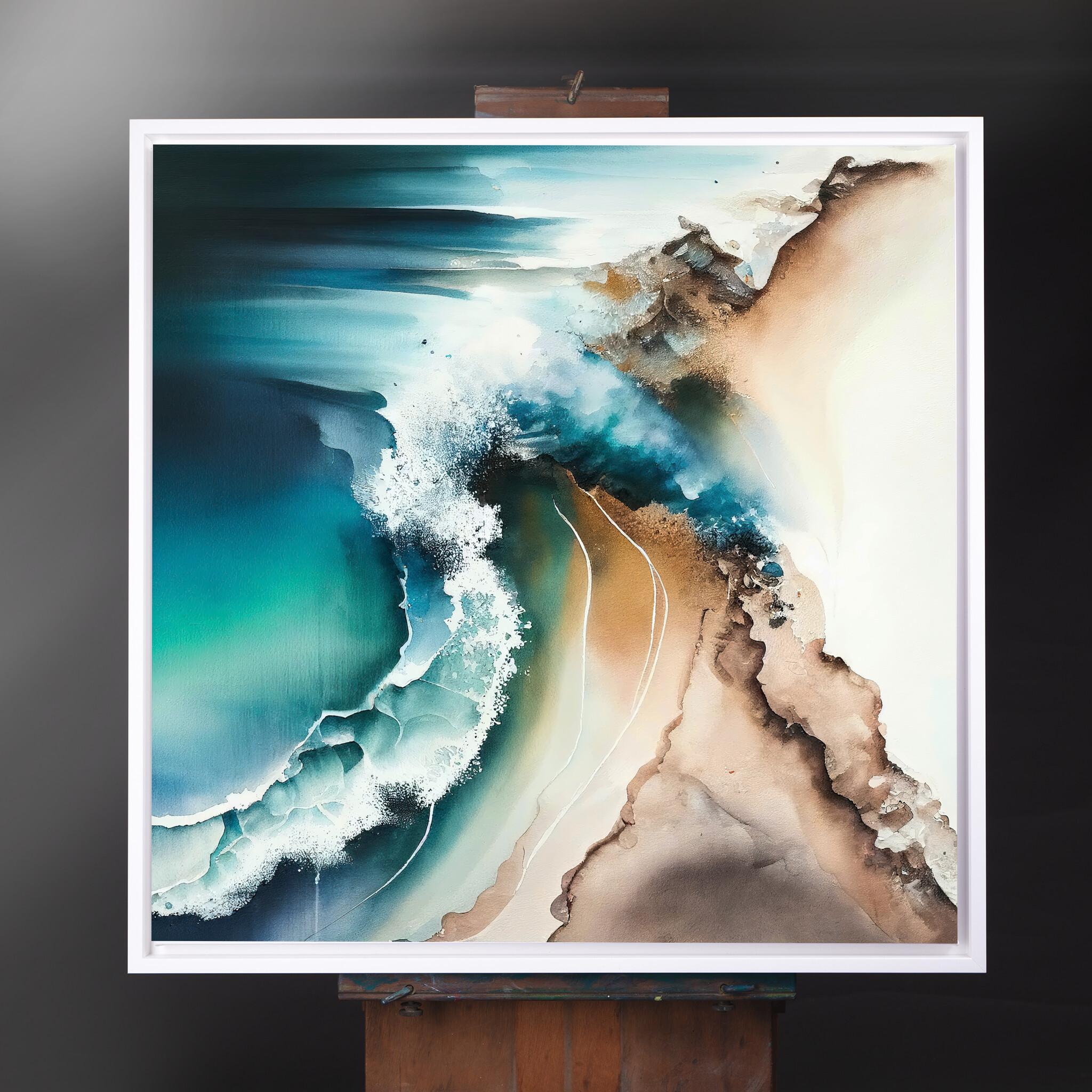 Cornwall Abstract Blue Ocean Living Room Wall Art | Coastal Canvas Print - CWF
