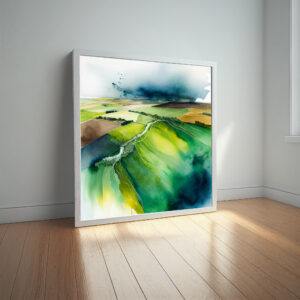 Southdowns Abstract Green Landscape Living Room Art | Modern Wall Decor - abstract, landscape, green art, living room art, bedroom decor