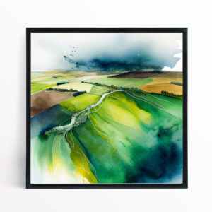 Southdowns Abstract Green Landscape Living Room Art | Modern Wall Decor - BFP