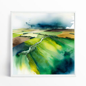 Southdowns Abstract Green Landscape Living Room Art | Modern Wall Decor