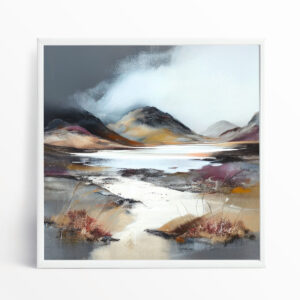 Highlands Abstract Grey Landscape Living Room Wall Art | Modern Home Decor