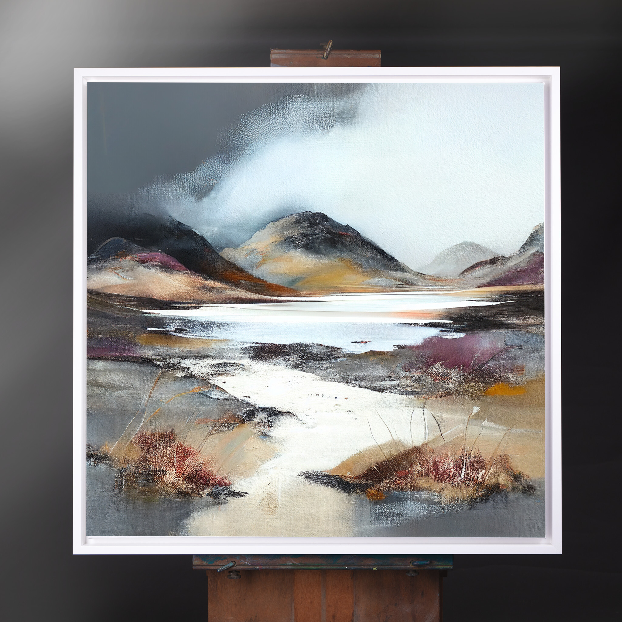 Highlands Abstract Grey Landscape Living Room Wall Art | Modern Home Decor - CWF