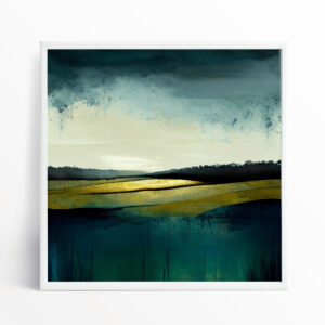 Southdowns Abstract Landscape Green Blue Living Room Wall Art | Modern Home Decor